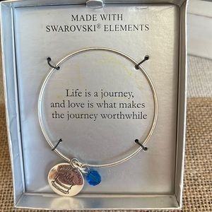 NWOT Happy Birthday Charm Bangle Bracelet. Made With Swarovski Elements